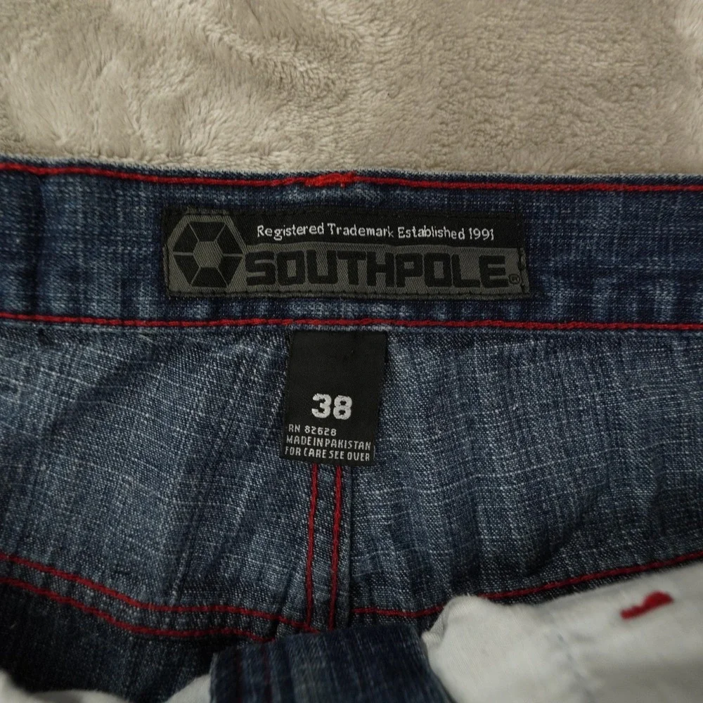 Southpole Vintage Y2K Dark Wash Denim Shorts Mens 38 Blue Skate Grunge Streetwea